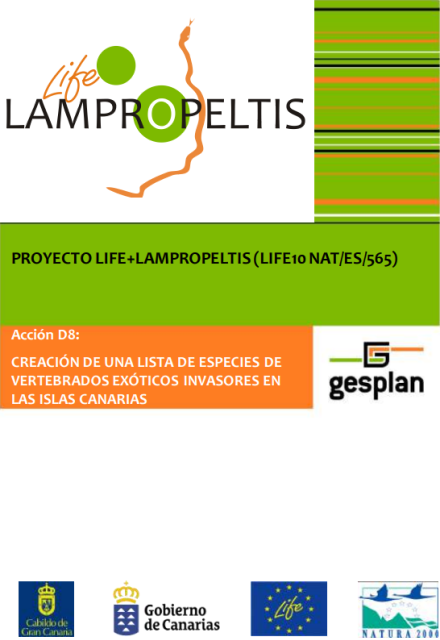D8. Listas de especies de Vertebrados exóticos invasores de las islas Canarias